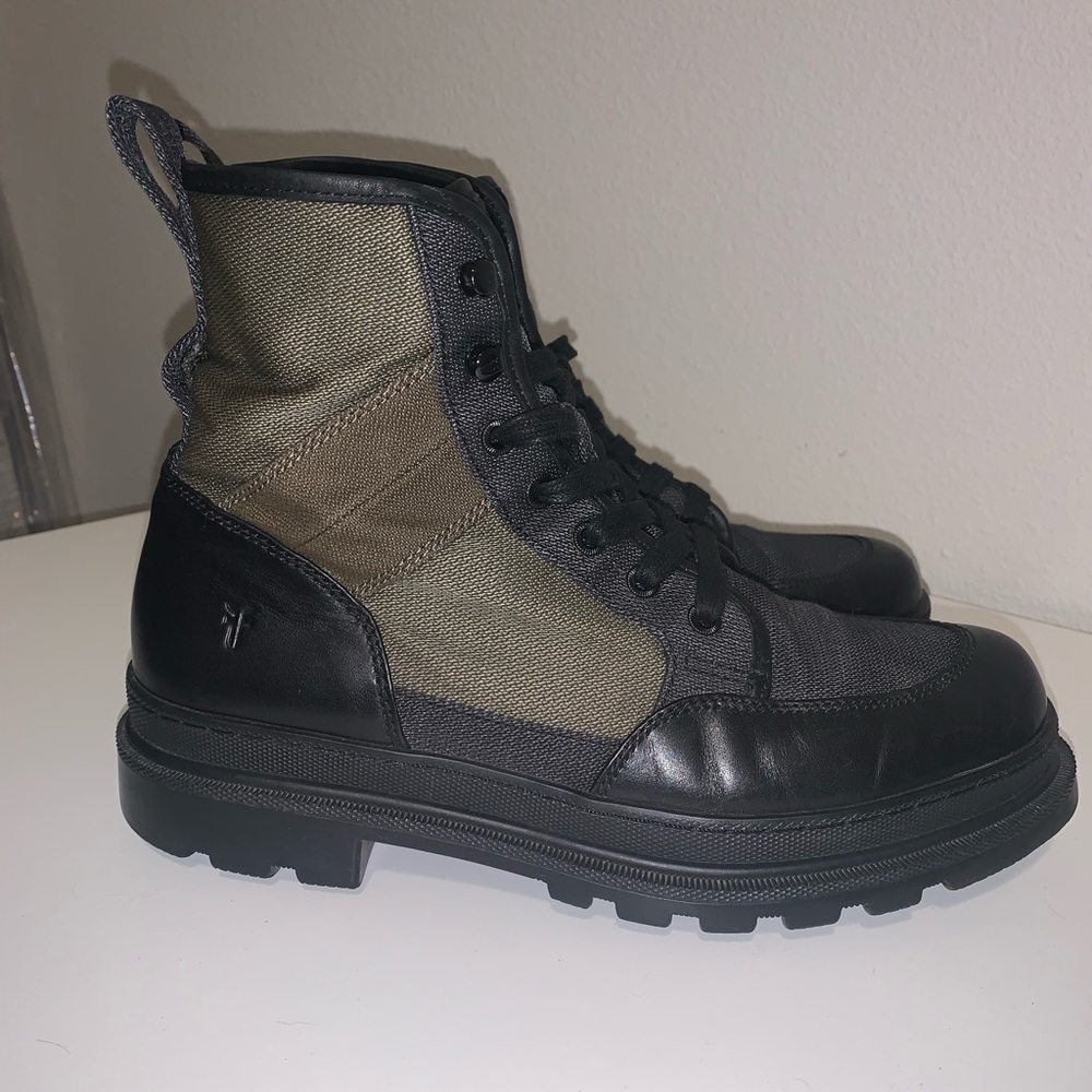 Men’s Frye Scout Combat Canvas/Leather Boots 8.5